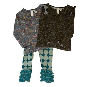 Matilda Jane Lot Shirts Leggings 2 Paint By Numbers Polka Dot Stars Outfit Boho